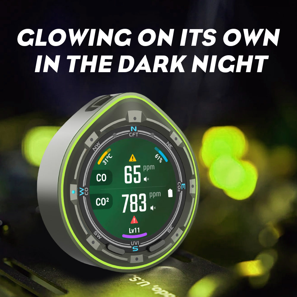 Protmex 5 in 1 Portable Multifunctional Carbon Monoxide CO2 Detector Air Quality Meter Temperature Humidity Meter with Touch Screen UV Radiation Flashlight