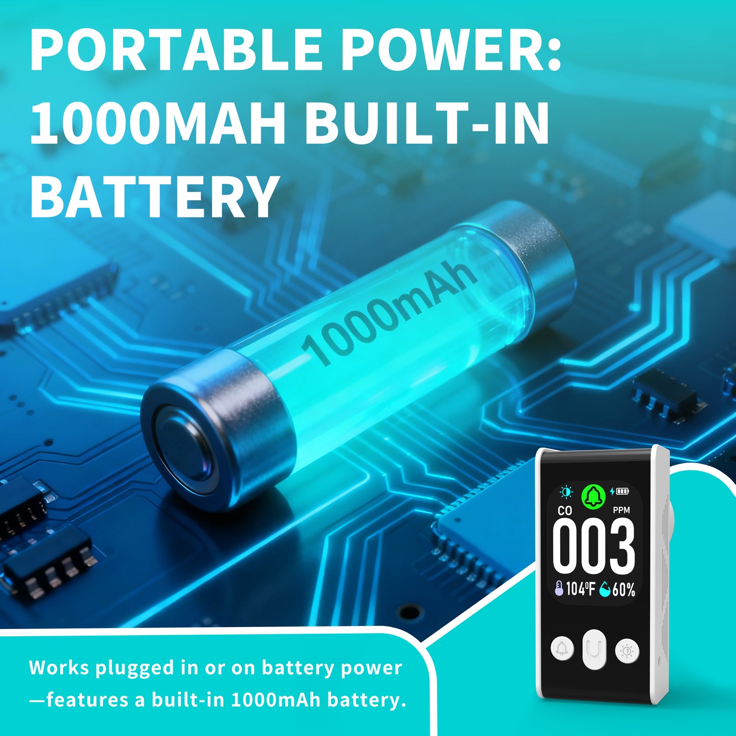 Protmex Carbon Monoxide Detector, 3-in-1 Plug-in CO Alarm with Temperature & Humidity Monitor, Smart Air Quality Monitor with Digital Display, Dual Alert, Back-Up Battery for Home, Bedroom, RV