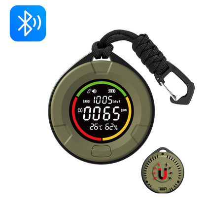 Protmex Wireless Portable Carbon Monoxide Detector, Rechargeable CO Meter Air Quality Monitor with Magnetic Suction & Barometric Pressure, RV Carbon Detector Alarm Temp/Humidity Sensor with App