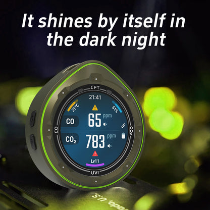 Protmex 5 in 1 Wireless Touchscreen Portable Multifunctional Carbon Monoxide CO2 Detectors Air Quality Meter Temperature Humidity Meter UV Radiation Flashlight with App