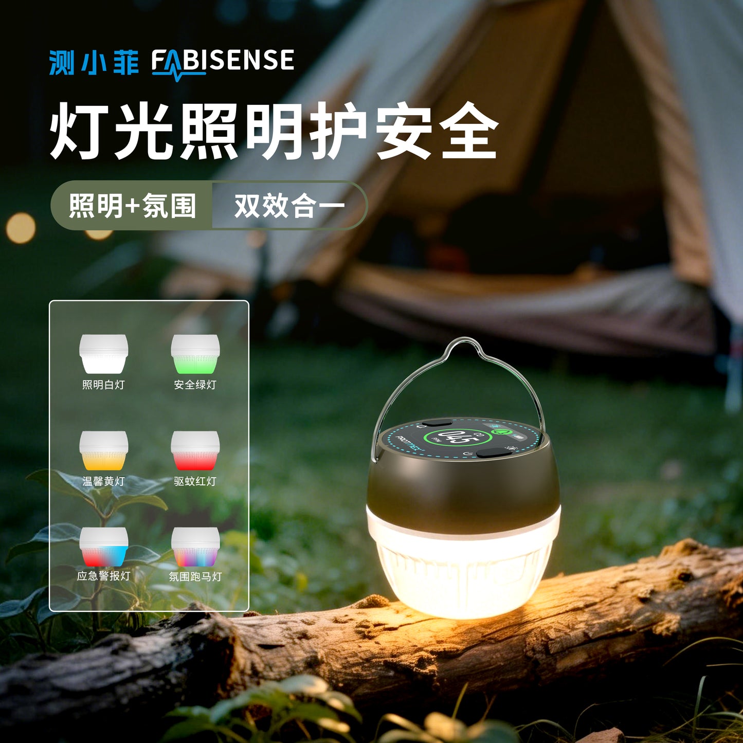 CarbonAlert GasLight: Smart Light with CO & CO2 Monitoring-Protmex Real-Time Air Safety Monitor with Smart Alert +CO/CO₂ Monitoring + 6 Mode Lights Magnet Hook Tripod Mount｜80dB Alarm