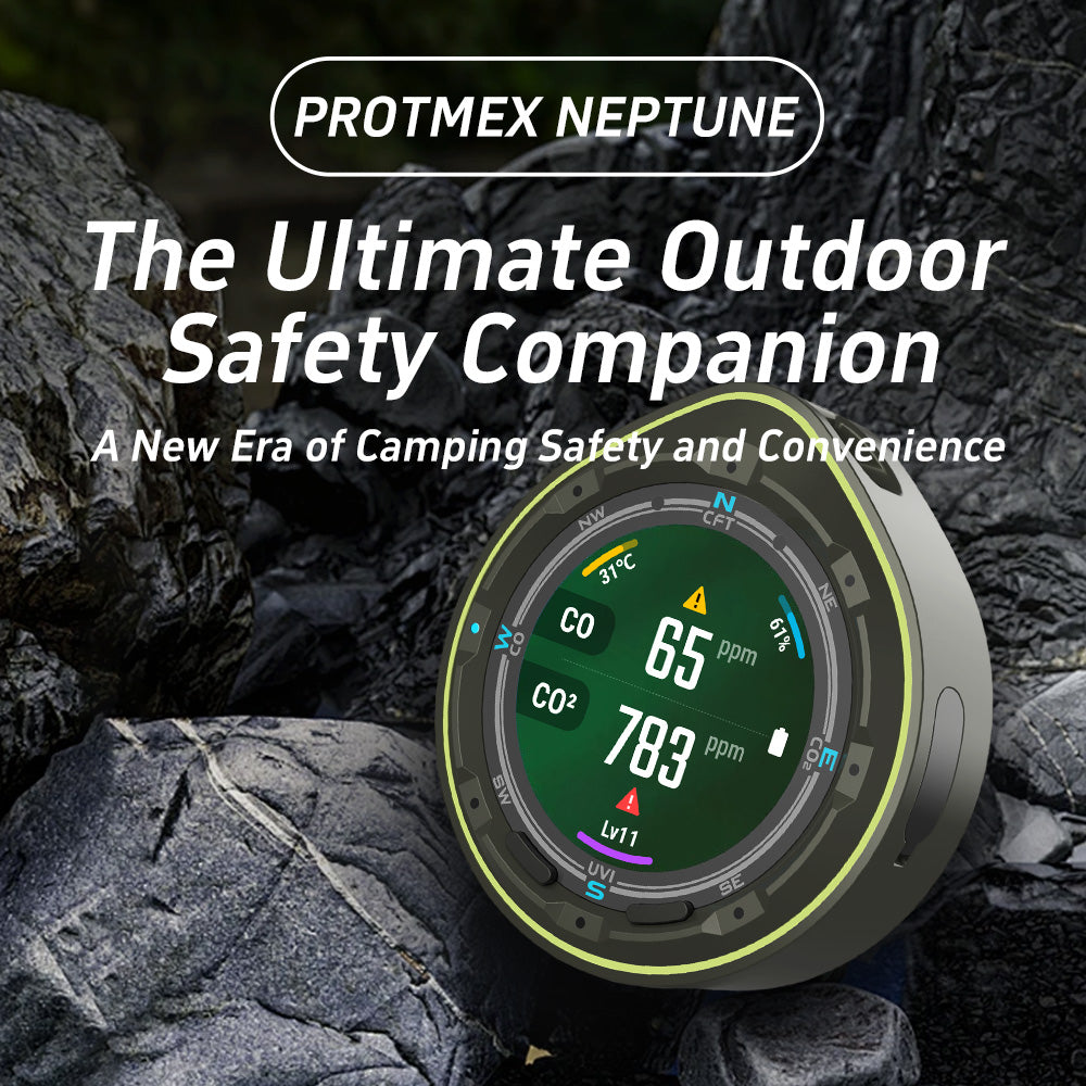 Protmex 5 in 1 Portable Multifunctional Carbon Monoxide CO2 Detector Air Quality Meter Temperature Humidity Meter with Touch Screen UV Radiation Flashlight