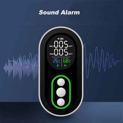 Protmex Indoor Air Quality Monitor, PM2.5 PM10 Detector with Real-Time Display & Buzzer Alarm, Temperature Humidity Sensor, Portable Air Pollution Tester for Home, Office, Car, Baby Room
