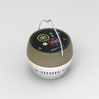 CarbonAlert GasLight: Smart Light with CO & CO2 Monitoring-Protmex Real-Time Air Safety Monitor with Smart Alert +CO/CO₂ Monitoring + 6 Mode Lights Magnet Hook Tripod Mount｜80dB Alarm