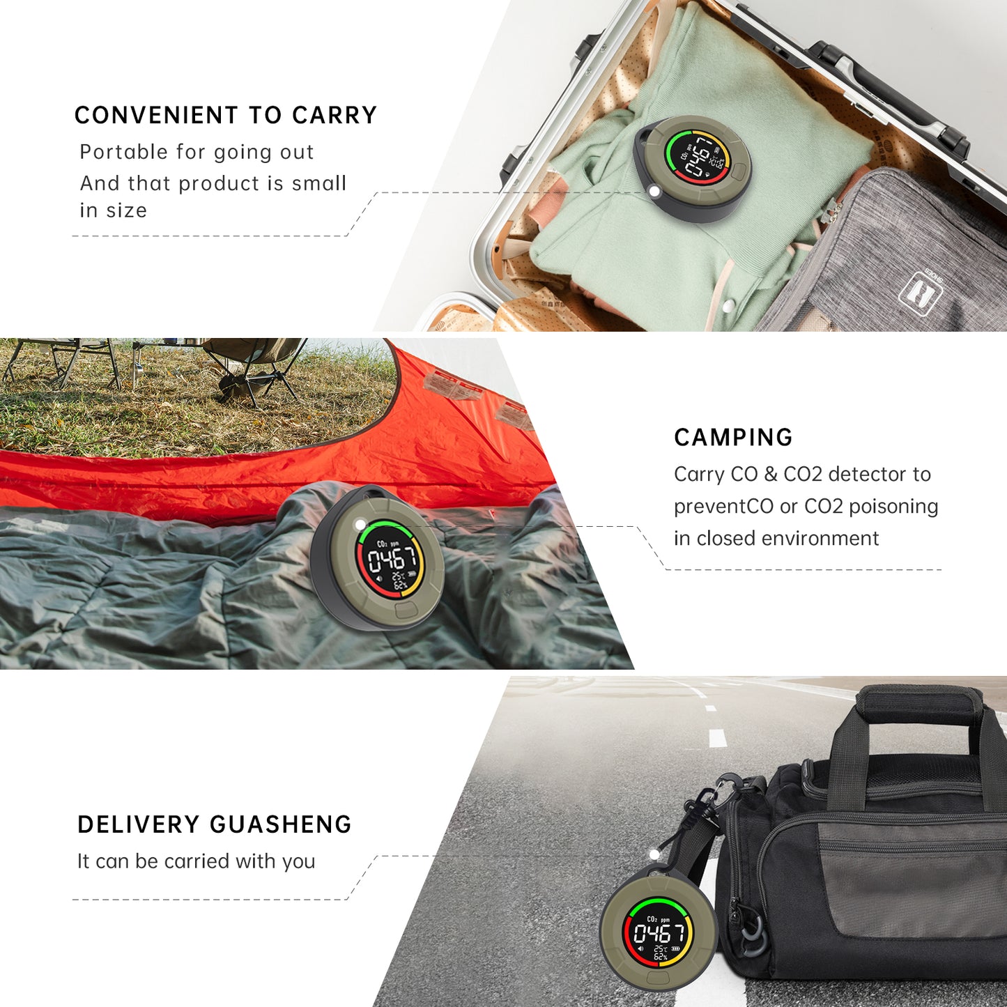 Protmex 4 in 1 Portable Carbon Monoxide Detector, Professional Rechargeable CO CO2 Detector Meter Air Quality Monitor with Magnetic Suction, RV Carbon Dioxide Detector Alarm Temp/Humidity Sensor