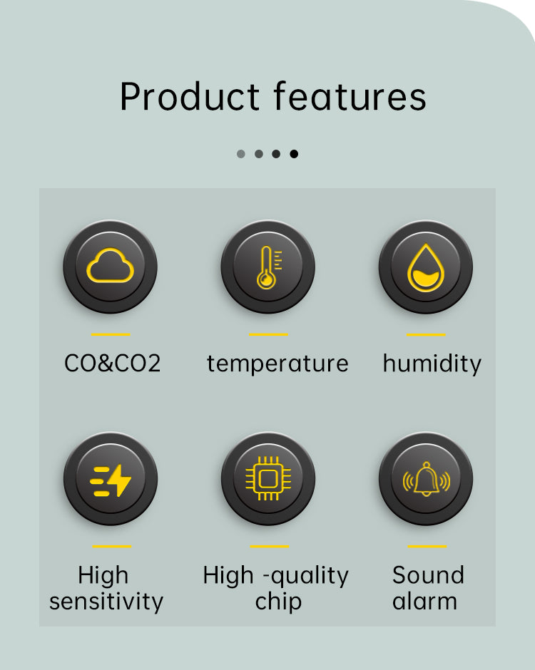 Protmex Carbon Monoxide and Carbon Dioxide Detectors, 4-in-1 Portable CO2 & CO Detector with Audible & Visual Alarm, Rechargeable CO & CO2 Meter for Home, Travel, Camping, Car, 72H Standby