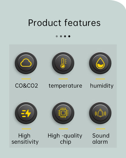 Protmex Carbon Monoxide and Carbon Dioxide Detectors, 4-in-1 Portable CO2 & CO Detector with Audible & Visual Alarm, Rechargeable CO & CO2 Meter for Home, Travel, Camping, Car, 72H Standby