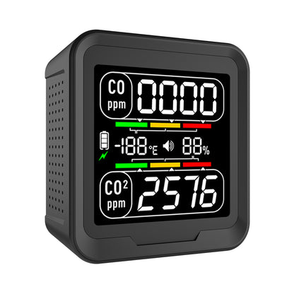 Protmex 4 in 1 CO Detector CO2 Monitor, Carbon Monoxide Detector CO CO2 Humidity Temperature Sensor Monitor with Alarm, Air Quality Monitor Indoor Meter for Homes, Car, Travel Battery Powered