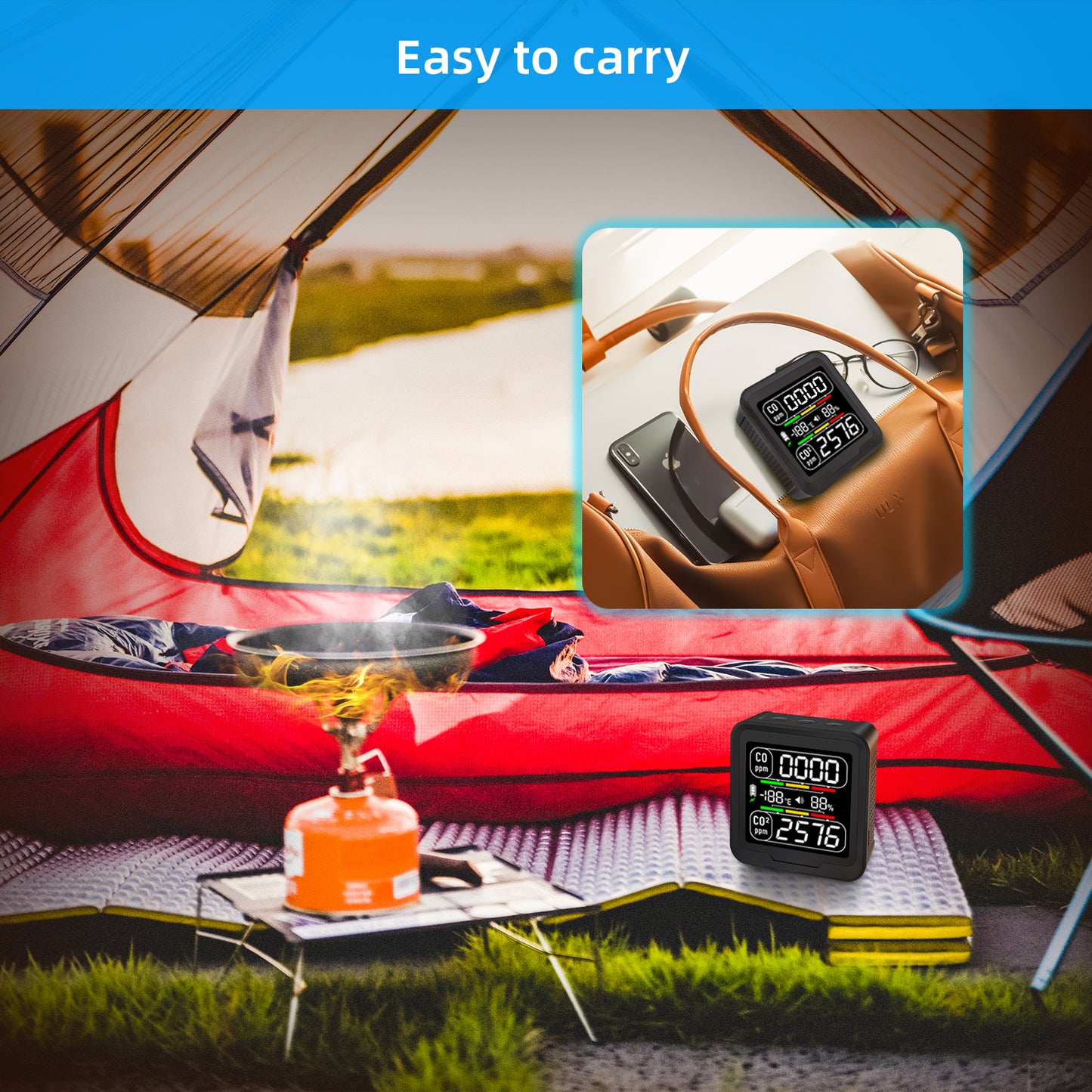 Protmex 4 in 1 CO Detector CO2 Monitor, Carbon Monoxide Detector CO CO2 Humidity Temperature Sensor Monitor with Alarm, Air Quality Monitor Indoor Meter for Homes, Car, Travel Battery Powered